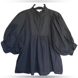 Never A Wallflower High Neck Top Black Poplin